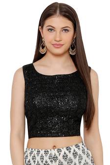 Women's Black Sequance Readymade Saree Blouse