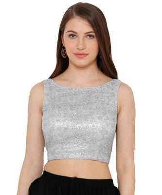 Silver Festive Readymade Blouse for Women 1