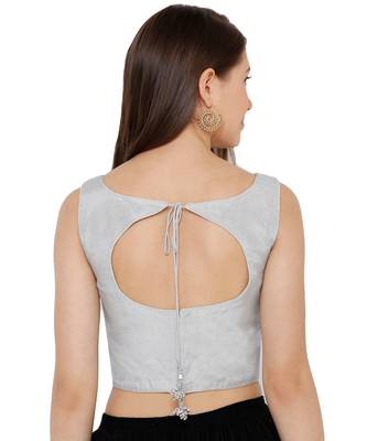 Silver Festive Readymade Blouse for Women 2