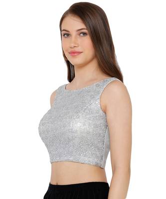 Silver Festive Readymade Blouse for Women 3