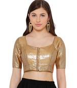 Women's Gold Shimmer Readymade Saree Blouse