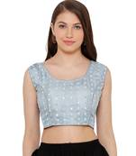 Women's Silver Cotton Readymade Free Size Saree Blouse