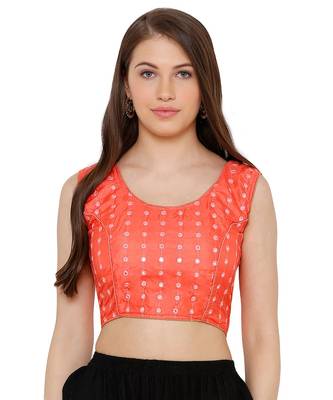 Women's Peach Cotton Readymade Free Size Saree Blouse 1