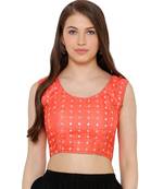 Women's Peach Cotton Readymade Free Size Saree Blouse