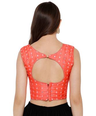 Women's Peach Cotton Readymade Free Size Saree Blouse 2