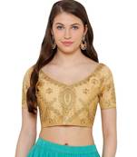 Women's Gold Silk Blend Readymade Free Size Saree Blouse