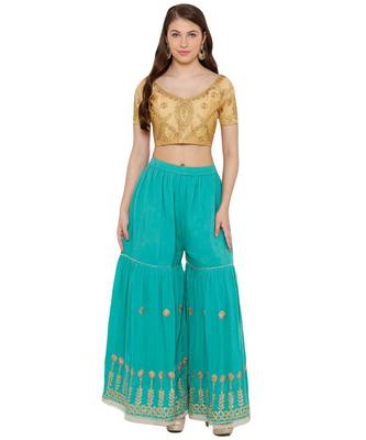 Women's Gold Silk Blend Readymade Free Size Saree Blouse 4