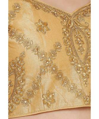 Women's Gold Silk Blend Readymade Free Size Saree Blouse 5