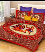 Jodhpuri Printed Designer Indian Bed Sheet With Two Pillow Cover