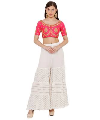 Women's Pink Silk Blend Readymade Free Size Saree Blouse 4