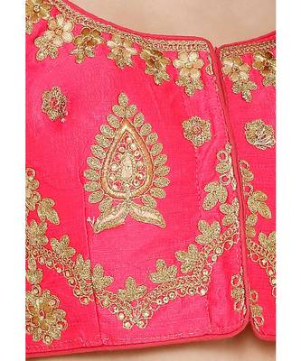 Women's Pink Silk Blend Readymade Free Size Saree Blouse 5