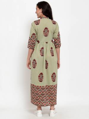 Indibelle Green printed cotton maxi-dresses 4