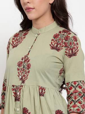 Indibelle Green printed cotton maxi-dresses 5