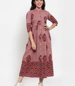 Indibelle Purple printed cotton maxi-dresses