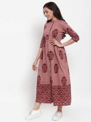 Indibelle Purple printed cotton maxi-dresses 2
