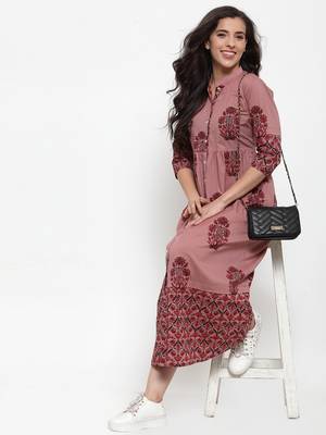 Indibelle Purple printed cotton maxi-dresses 5