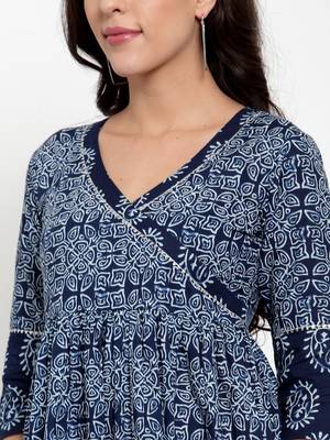 Blue printed cotton maxi-dresses 5