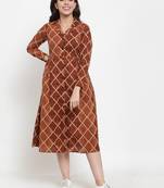 Indibelle Brown printed cotton maxi-dresses
