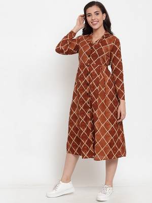 Indibelle Brown printed cotton maxi-dresses 2