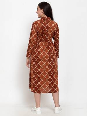 Indibelle Brown printed cotton maxi-dresses 3