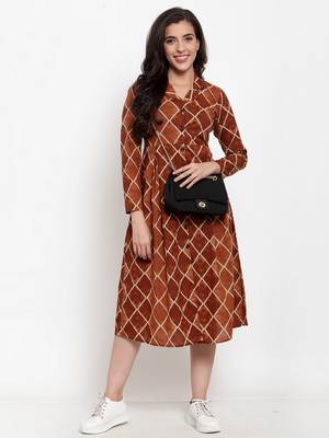 Indibelle Brown printed cotton maxi-dresses 5