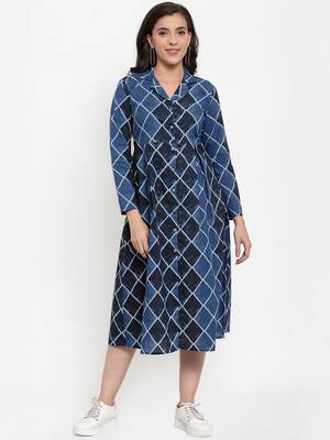 Blue printed cotton maxi-dresses 1