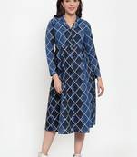 Indibelle Blue printed cotton maxi-dresses