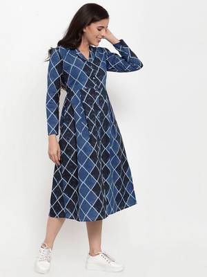 Blue printed cotton maxi-dresses 2