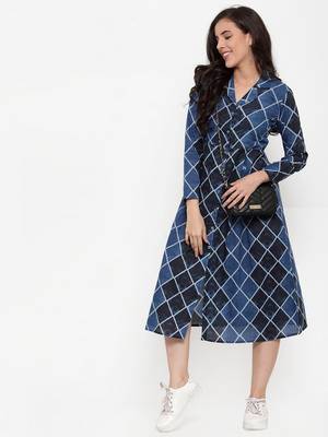 Blue printed cotton maxi-dresses 5
