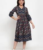 Indibelle Blue printed cotton maxi-dresses