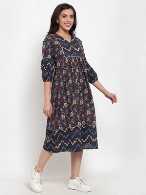 Blue printed cotton maxi-dresses 2