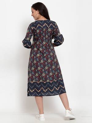 Blue printed cotton maxi-dresses 3