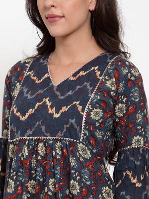 Blue printed cotton maxi-dresses 4