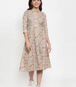 Indibelle Peach printed cotton maxi-dresses