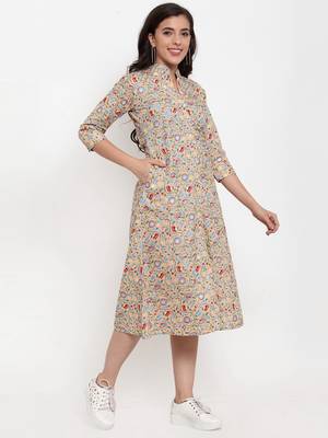 Indibelle Peach printed cotton maxi-dresses 2