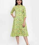 Indibelle Green printed cotton maxi-dresses