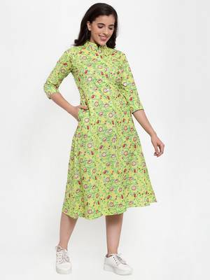 Indibelle Green printed cotton maxi-dresses 2