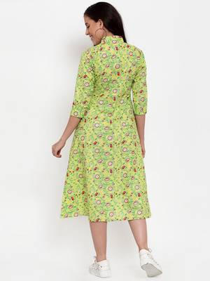 Indibelle Green printed cotton maxi-dresses 3