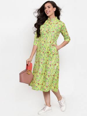 Indibelle Green printed cotton maxi-dresses 5