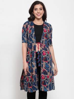 Blue printed viscose rayon cotton-tops 1