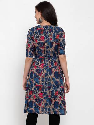 Blue printed viscose rayon cotton-tops 3