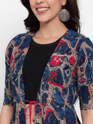 Blue printed viscose rayon cotton-tops 4