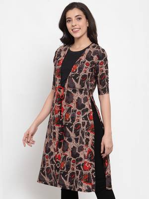 Grey printed viscose rayon cotton-tops 2