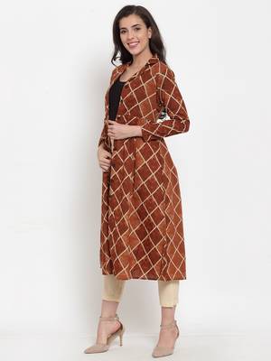 Indibelle Brown printed cotton cotton-tops 2