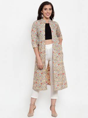 Indibelle Peach printed cotton cotton-tops 1