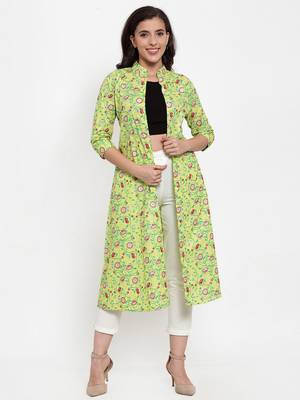 Indibelle Green printed cotton cotton-tops 1