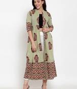 Indibelle Green printed cotton cotton-tops