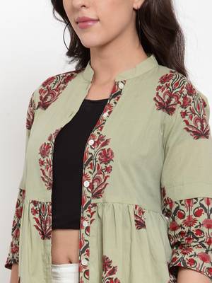 Indibelle Green printed cotton cotton-tops 4
