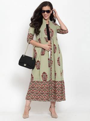 Indibelle Green printed cotton cotton-tops 5