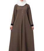 MRC Women A-Line Casual abaya with piping work- Chiku